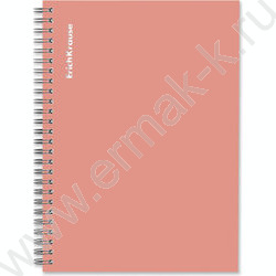 Тетрадь 120л А5 клетка/спираль "Vanilla" /персиковый /глянц.лам., тиснен. "лен" NEW | Фото 1