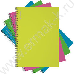 Тетрадь 120л А4 клетка/спираль "Neon" /глянц.лам., тиснен. "лен" /ассорти NEW | Фото 1