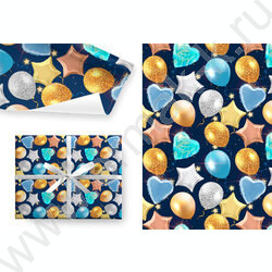 Бумага упаковочная глянцевая 100см*70см Летящие мечты/80гр/м2 1л NEW | Фото 1