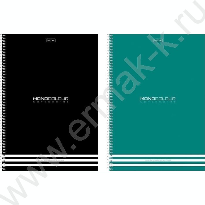 Тетрадь  96л А4 клетка/спираль/перфорация на отрыв "MONOCOLOUR" /мат.ламин.,тиснение/ 2вида | Фото 1