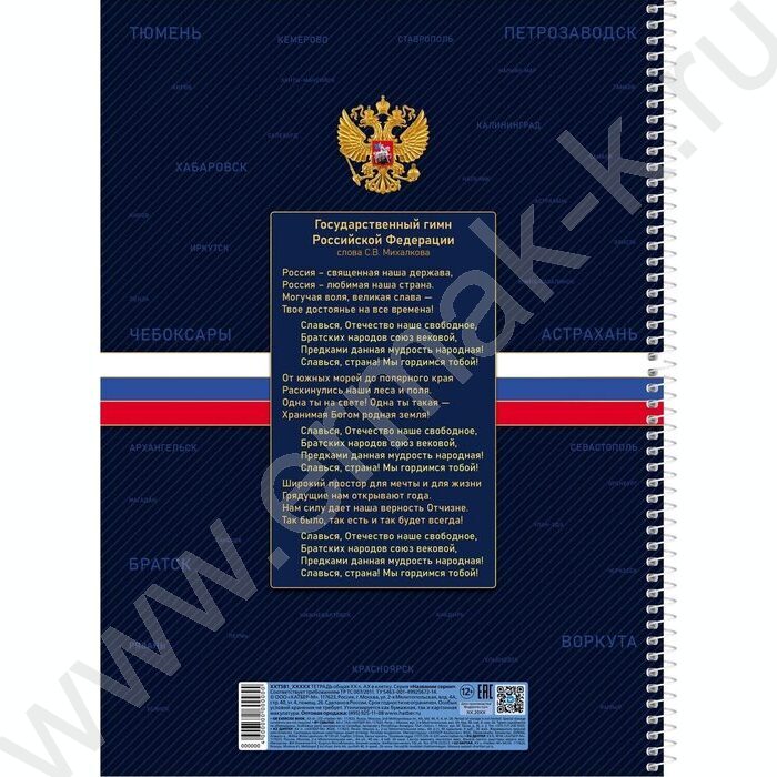 Тетрадь 160л А4 клетка/спираль/тв.обл./многоуров.перфорация "Россия" | Фото 2