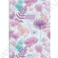 Тетрадь 120л А4 клетка/спираль/3цв.раздел.,многоуров.перфорация "Парящие лепестки" ламинация Sof NEW | Фото 1