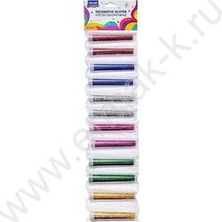 Набор декоративных блесток 12шт 6цв.*4,5г в пластиковых тубах, ОПП-упаковка с европодвесом NEW | Фото 1