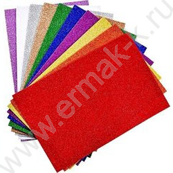 Фоамиран цветной А4 10л/10цв 1,5мм, с блестками NEW | Фото 1