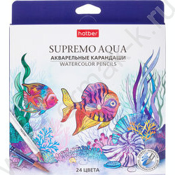 Карандаши акварельные 24цв Supremo aqua /круглый корпус /карт.коробка NEW | Фото 1