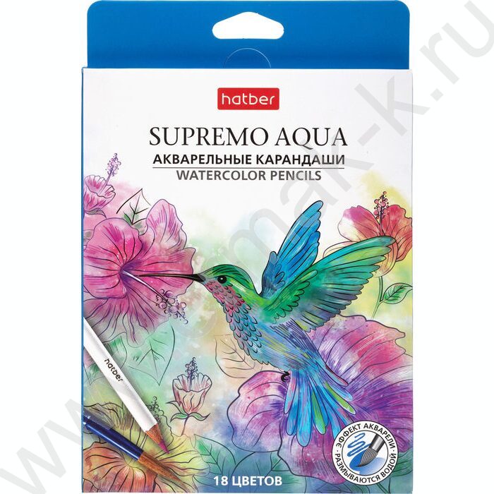Карандаши акварельные 18цв Supremo aqua /круглый корпус /карт.коробка | Фото 1