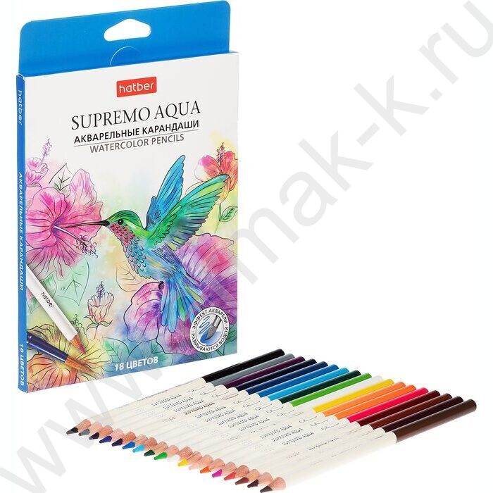 Карандаши акварельные 18цв Supremo aqua /круглый корпус /карт.коробка | Фото 2