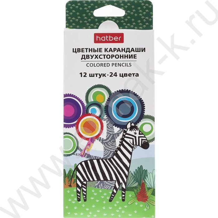 Карандаши  24цв/12шт /двухсторонние, трехгранные, дерево /картон.упак., европодвес | Фото 1