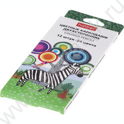 Карандаши  24цв/12шт /двухсторонние, трехгранные, дерево /картон.упак., европодвес NEW | Фото 2