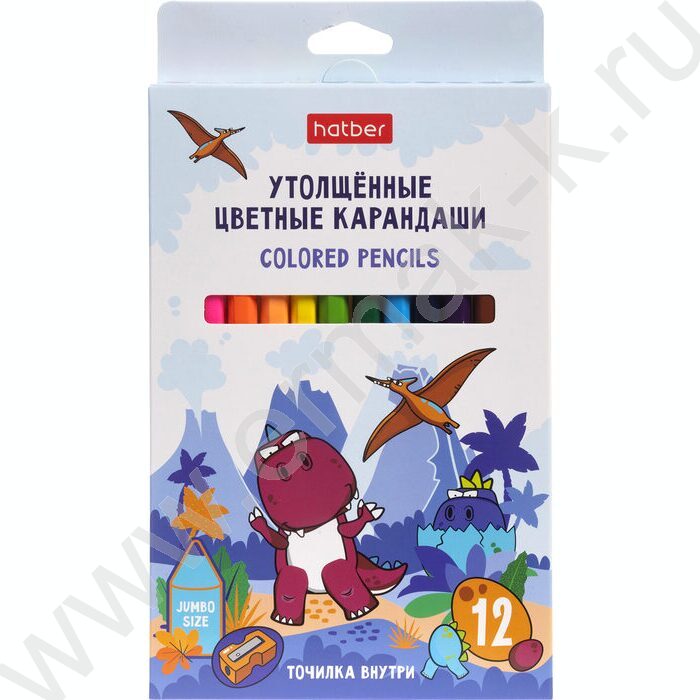Карандаши  12цв Jumbo /утолщенные /шестигранные /+точилка /карт. кор. | Фото 1