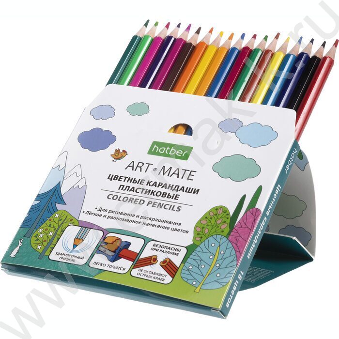 Карандаши пластиковые 18цв Art-Mate /карт. короб. с европодвесом | Фото 2