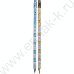 Карандаш ч/гр с ластиком HB "2х2" круглый, черн.дерево, заточен, ассорти /туба NEW | Фото 1