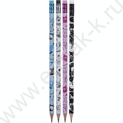 Карандаш ч/гр с ластиком HB "Cats&Dogs" круглый, заточен, ассорти /туба NEW | Фото 1