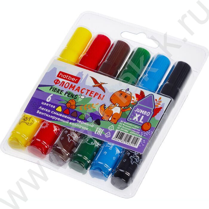 Фломастеры   6цв Jumbo-XL, утолщенный корпус  /блистер с европодвесом | Фото 2