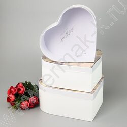 Коробка подарочная 3в1 сердце с прозрачной крышкой, белый 28x25,2x11 / 25,2x23x10 / 23x20,7x8,5с NEW | Фото 5