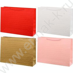Пакет подарочный бумажный 55*40*15см цветной однотонный (выбитый рисунок-квадраты) /ассорти NEW | Фото 1