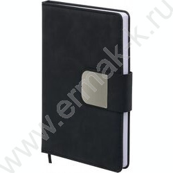 Ежедневник н/дат 14,5*21 116л/кожезаменитель под нубук, черный цвет, металлическая застёжка на м NEW | Фото 1