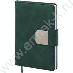 Ежедневник н/дат 14,5*21 116л/кожезаменитель под нубук, зеленый цвет, металлическая застёжка на  NEW | Фото 1