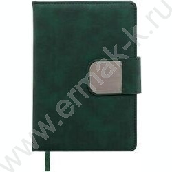 Ежедневник н/дат 14,5*21 116л/кожезаменитель под нубук, зеленый цвет, металлическая застёжка на  NEW | Фото 2