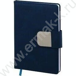 Ежедневник н/дат 14,5*21 116л материал кожезаменитель под нубук, синий цвет, металлическая застё NEW | Фото 1