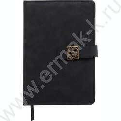 Ежедневник н/дат 14,5*21 116л материал кожезаменитель под нубук, черный цвет, металлическая заст NEW | Фото 1