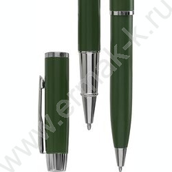 Ручка шар метал пов.мех. 2шт/объёмный зеленый корпус с элементами серебра; цвет чернил-синий; по NEW | Фото 3