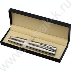 Ручка шар метал пов.мех. 2шт/объёмный серебристый корпус,цвет чернил-синий; подарочный футляр NEW | Фото 4