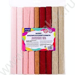 Бумага креповая 25*60см Телесный 9 цв./рулонов 38г/м2 коэф.растяжения 78%,, ОПП-упаковка NEW | Фото 1