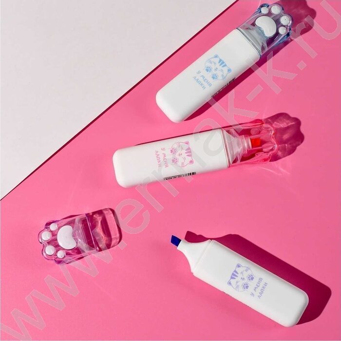 Текстовыделитель /ассорти/ косой Пушистые лапки /софт-тач покрытие,бокс 12шт NEW | Фото 6