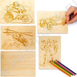 Набор д/творчества Выжигание.Доски для выжигания 5 шт "Для мальчиков" NEW | Фото 8