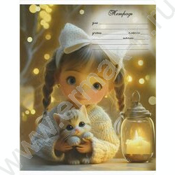 Тетрадь  12л линейка "Девочки с котятами" /выборочный  УФ-лак/ ассорти NEW | Фото 2