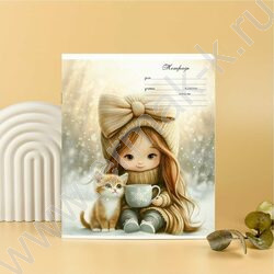 Тетрадь  12л линейка "Девочки с котятами" /выборочный  УФ-лак/ ассорти NEW | Фото 7