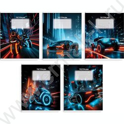 Тетрадь  24л линейка "Ночные гонки" /выборочный  УФ-лак/ ассорти NEW | Фото 1