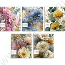 Тетрадь  48л клетка "Цветы" /тиснение фольгой/ ассорти NEW | Фото 1