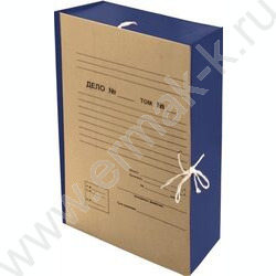 Папка архивная  80мм б/вин синий, частичная оклейка, крафт с запечаткой, 4 завязки, складная NEW | Фото 1