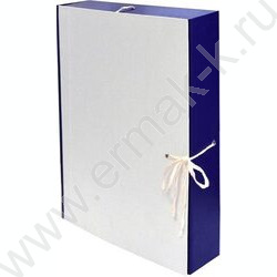 Папка архивная для переплета 50мм б/вин синий, частичная оклейка, 4 завязки, складная NEW | Фото 1