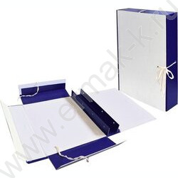Папка архивная для переплета 50мм б/вин синий, частичная оклейка, 4 завязки, складная NEW | Фото 2
