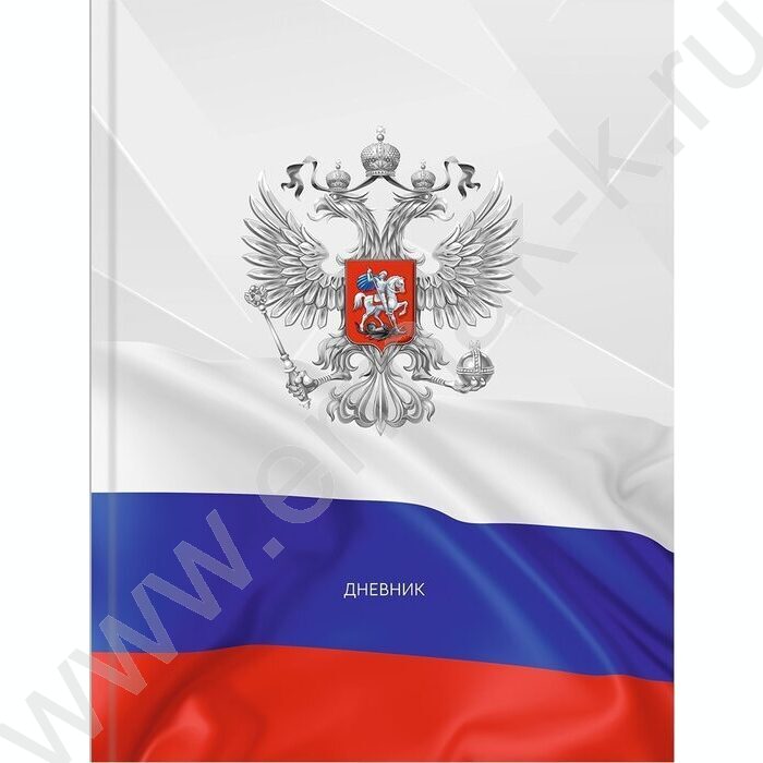 Дневник 1-11кл. /тв.обл./глянец/тиснение холст "Герб и флаг-3" NEW | Фото 2