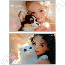 Альбом д/рисования 32л "Девочка и зверушка" ассорти NEW | Фото 1