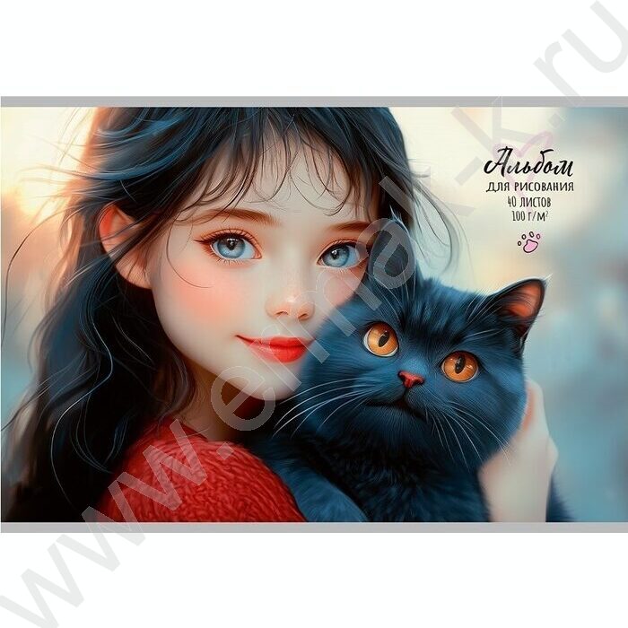 Альбом д/рисования 40л "Девочка и зверята" ассорти NEW | Фото 3