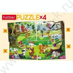Пазлы   4в1 Лесные жители 8-12-15-20эл NEW | Фото 2