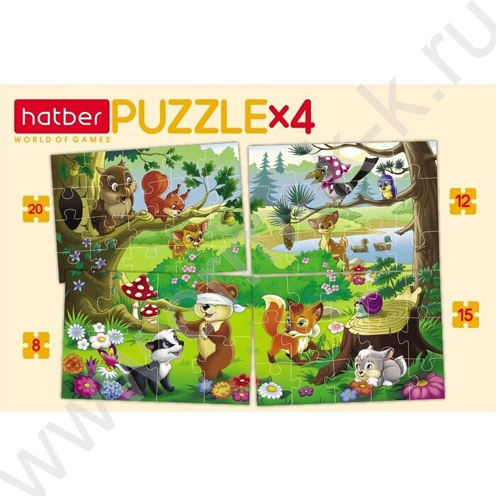 Пазлы   4в1 Лесные жители 8-12-15-20эл NEW | Фото 2