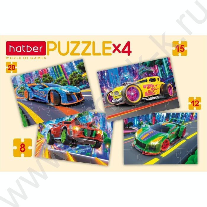 Пазлы   4в1 Неоновый драйв 8-12-15-20эл NEW | Фото 2