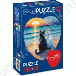 Пазлы   2в1 Premium.Два сердца.Коты и море 140-38эл NEW | Фото 1