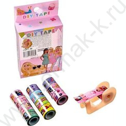 Набор декоративных клейких лент Куклы 12шт 1см*2,5м, диспенсер в комплекте, ассорти 2 дизайна NEW | Фото 2