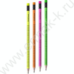 Карандаш ч/гр с ластиком HB 2x2 Neon /круглый /туба NEW | Фото 1
