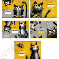 Альбом д/рисования 32л "Пушистый философ" /тиснение/ 5видов NEW | Фото 1