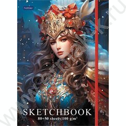 Скетчбук  80-50л А5 спираль закрытая "Королева ночи" тв.обл.с клапаном на резинке,без линовки NEW | Фото 1