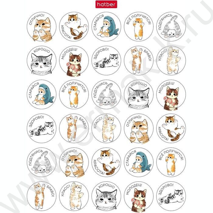 Набор наклеек А6 Оценки и поощрения_Котики 4л/115шт NEW | Фото 2