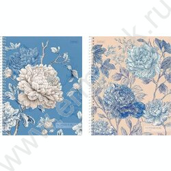 Тетрадь  96л клетка/спираль "Королевские пионы" /мат.лам/ ассорти NEW | Фото 1